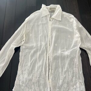 White Embroidered Button Down Shirt